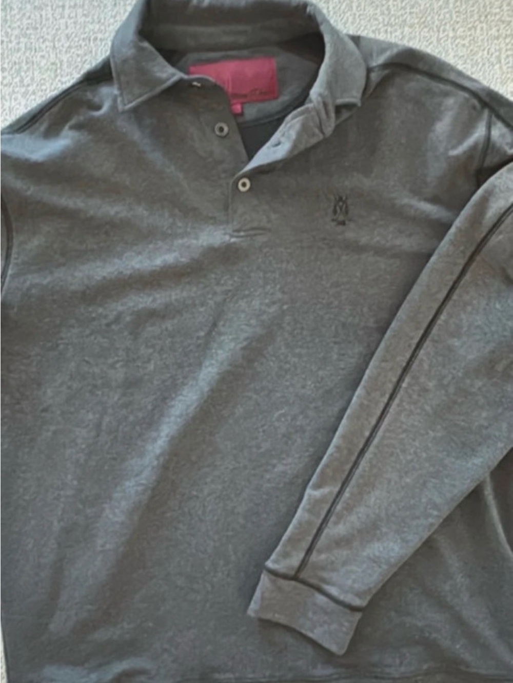 Men's Long Sleeve Polo in Charcoal Gray